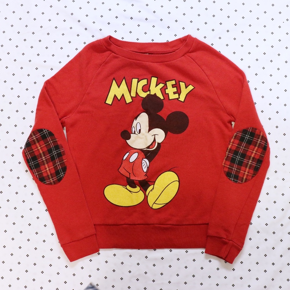 Mickey Mouse Graphic Sweater With Patch Sleeves